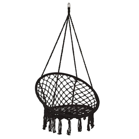 Hamac brazilian, tip scaun, Springos, negru, max 150kg, 79x80x120 cm