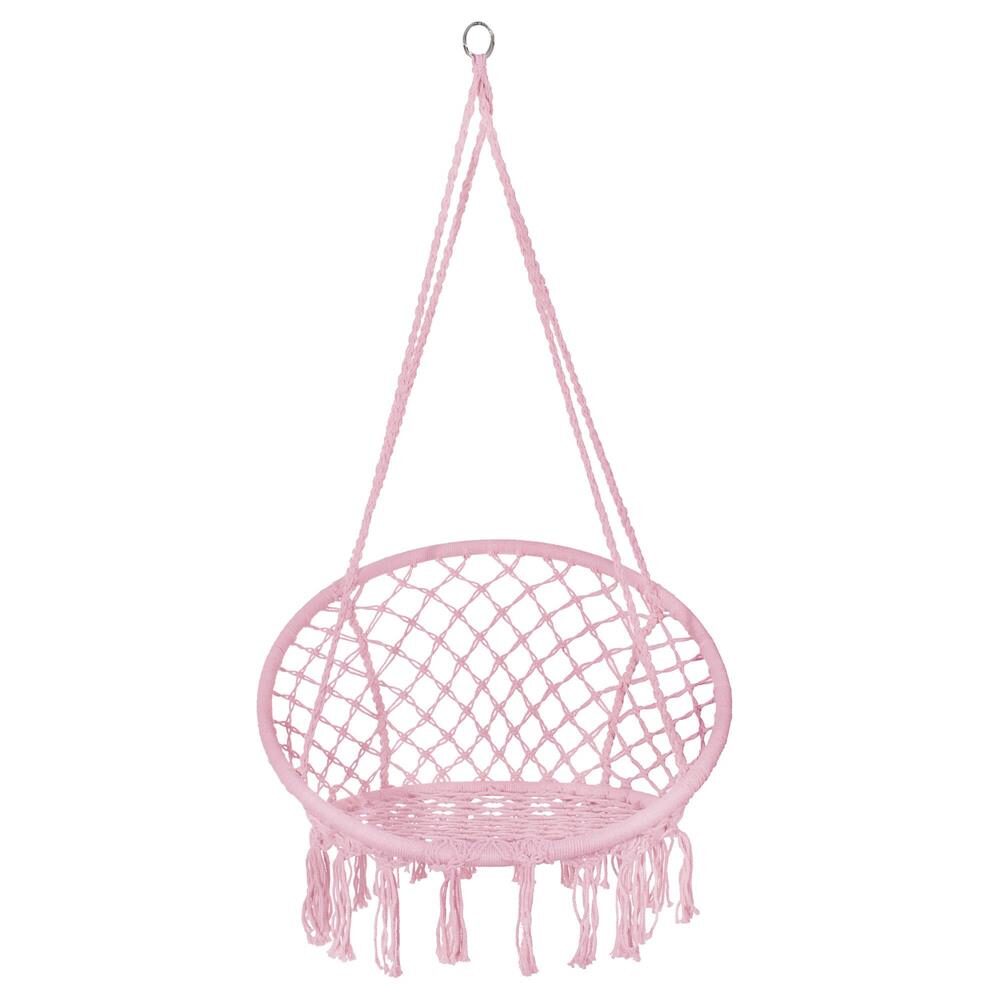 Hamac brazilian, tip scaun, Springos, roz, max 150kg, 79x80x120 cm