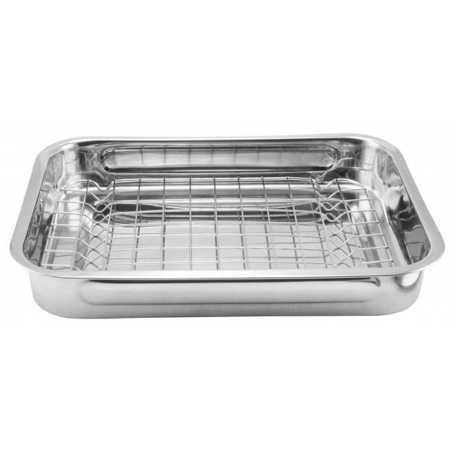 Tava cu capac pentru gratar, inox, 34.5x22.5x5.5 cm, Perfect Home