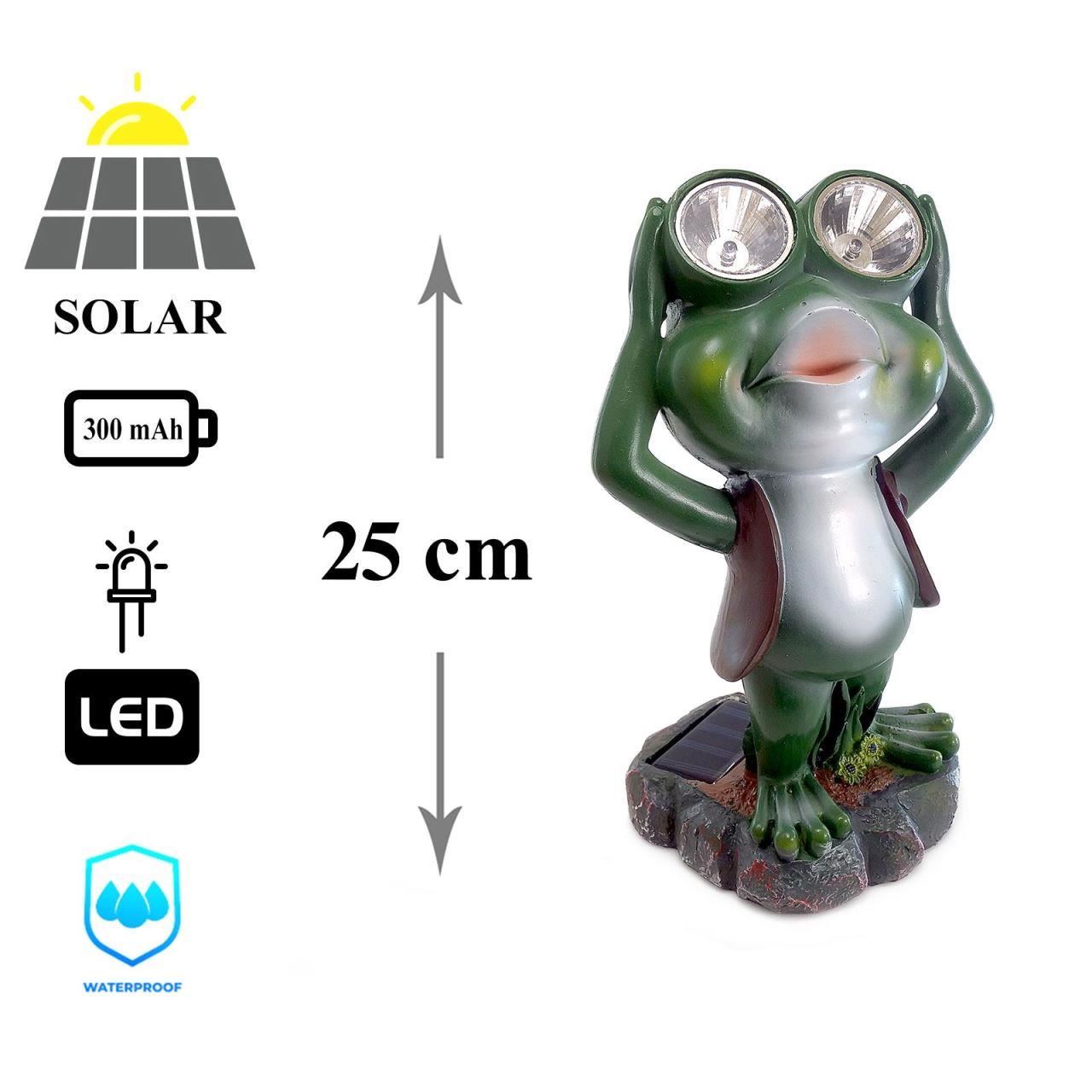 Decoratiune gradina, polirasina, lampa solara, broasca, 14x12x25 cm