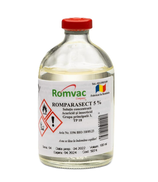Insecticid Romparasect 100 ml pentru căpușe păduchi și purici acțiune rapidă