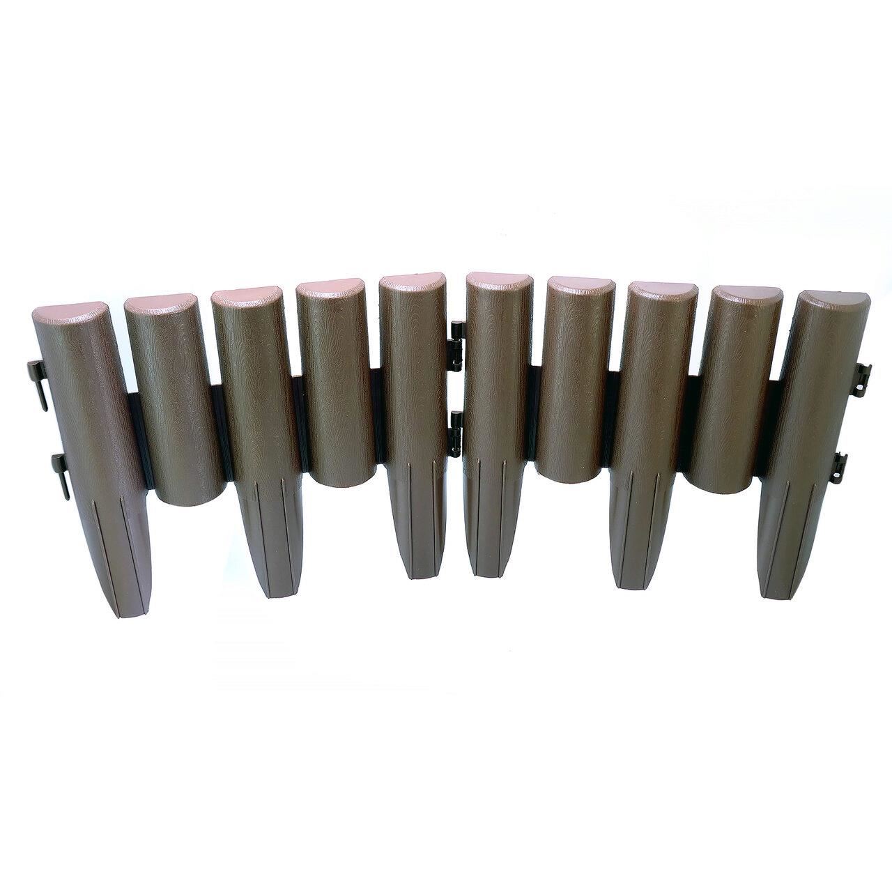 Palisada/bordura pentru gradina, maro, set 8 buc, 27x24 cm, 2.16 m