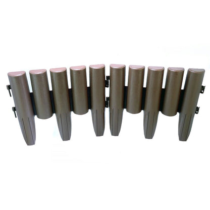 Palisada/bordura pentru gradina, maro, set 8 buc, 27x24 cm, 2.16 m