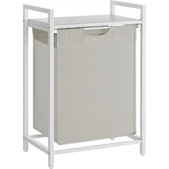 Raft baie cu cos de rufe, Artool, placa raft MDF, cadru otel, cu compartiment rufe, alb, 50x33x72 cm