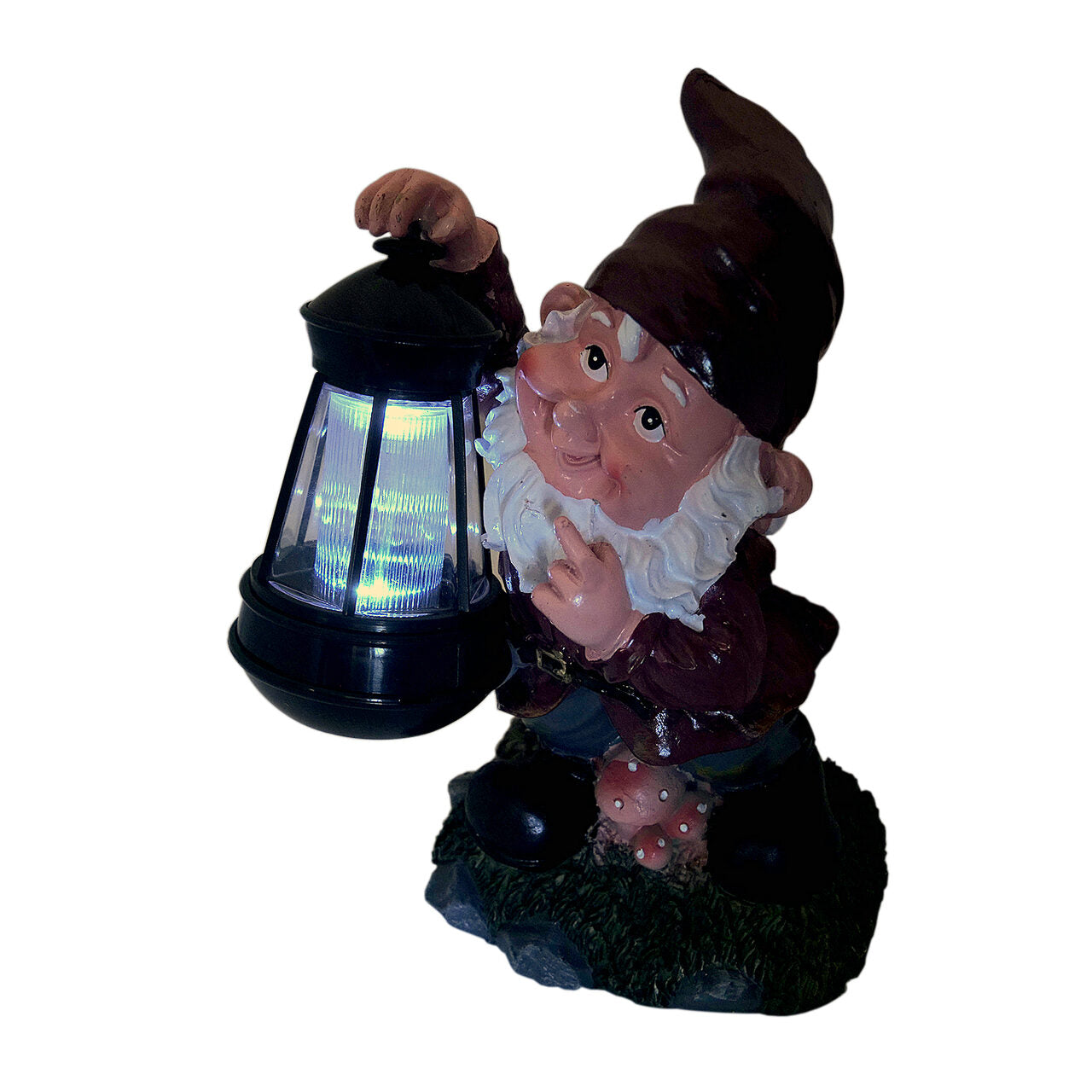 Decoratiune gradina, ceramica/plastic, lampa solara, pitic, 17x16x27 cm