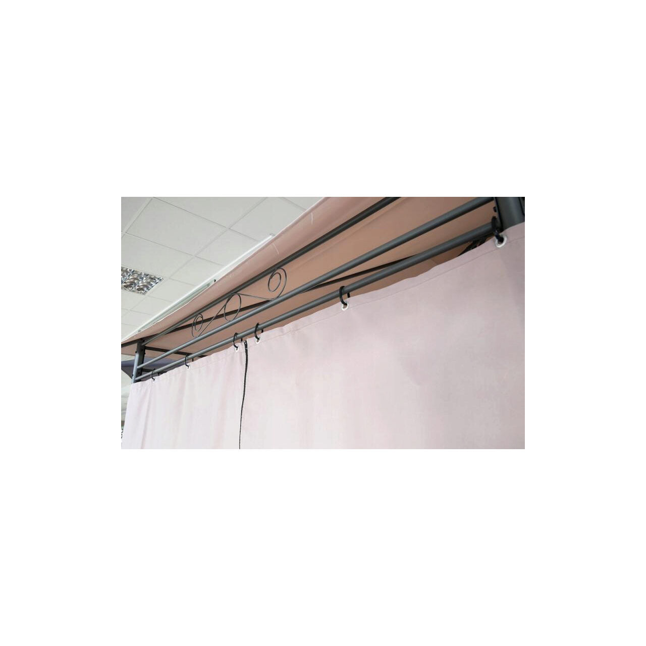 Pavilion pentru gradina/terasa, cadru metalic, cu perdele, bej, 3x4x2.65 m