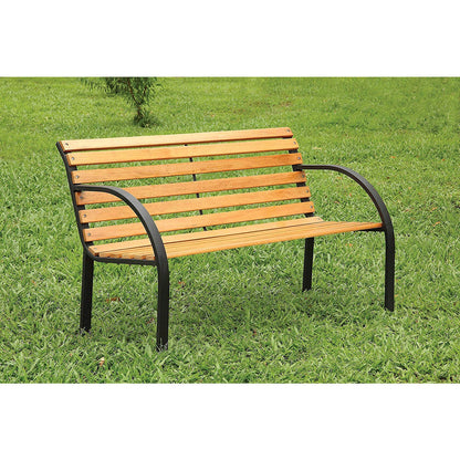 Banca de gradina, lemn, structura metal, 123x54x77 cm, Everild