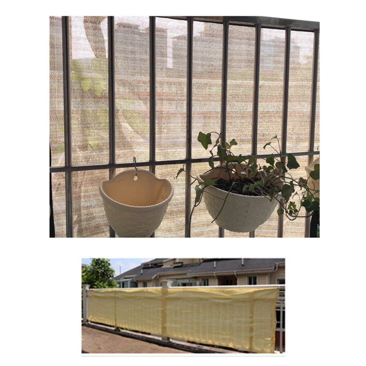Paravan pentru balcon, terasa, gard, bej, 185 g/m2, UV, 5x1 m