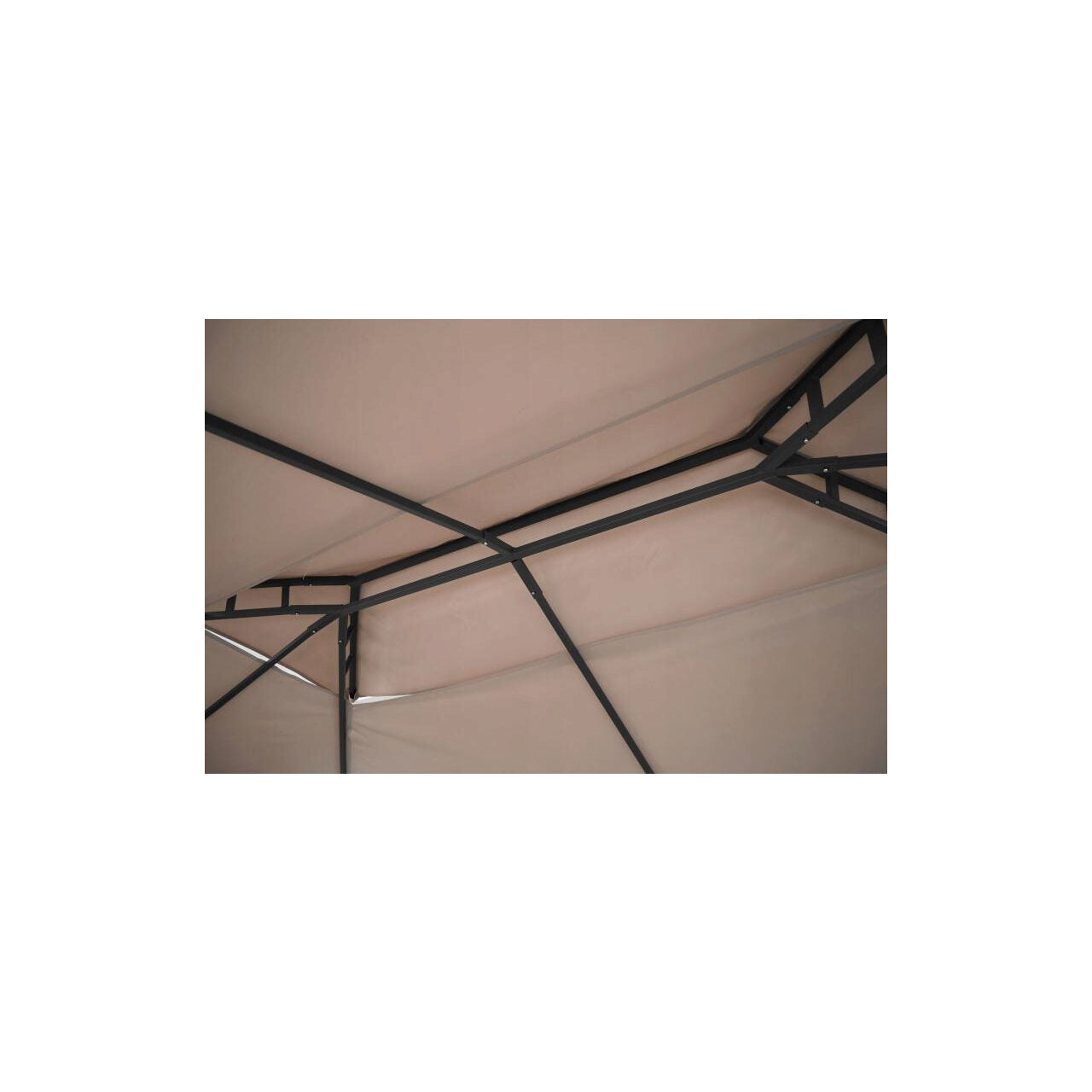Pavilion pentru gradina/terasa, cadru metalic, cu perdele, bej, 3x4x2.65 m