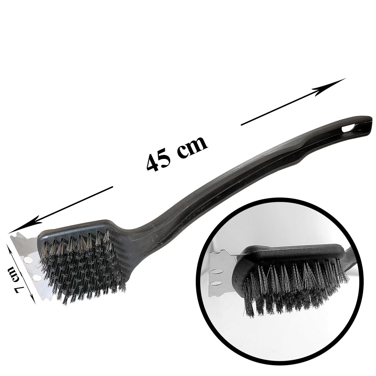 Perie pentru curatat gratar, grill, otel, maner plastic, 7x45 cm
