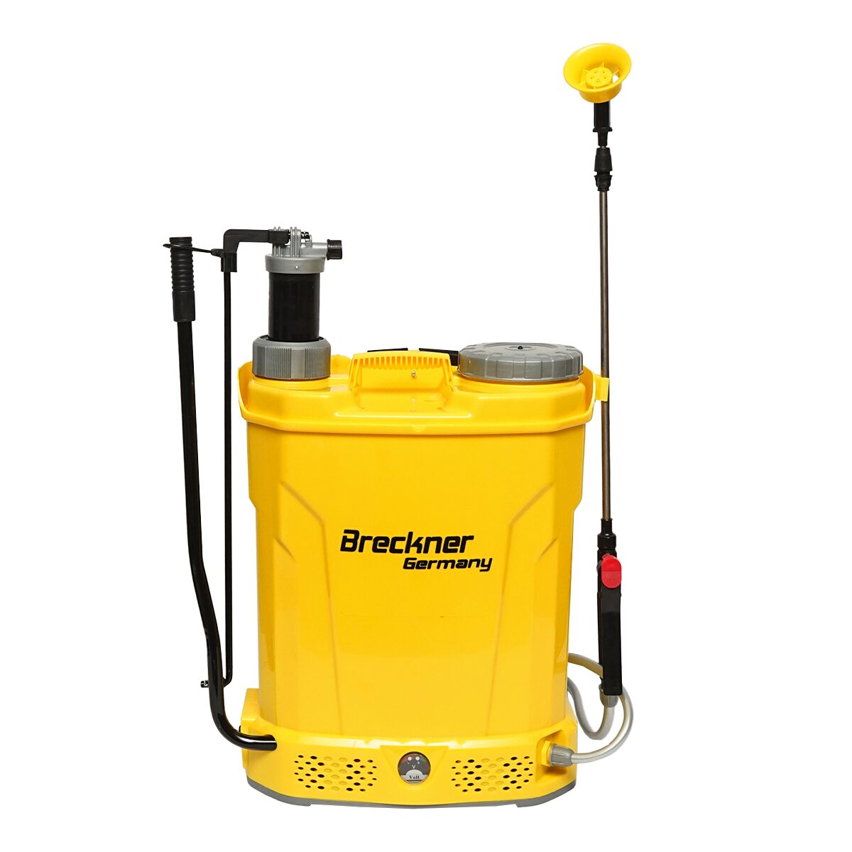 Pulverizator gradina, pompa de stropit, vermorel, Breckner Germany, 2 in 1, manual si electric, pentru spate, cu acumulator 8 Ah, 18 L