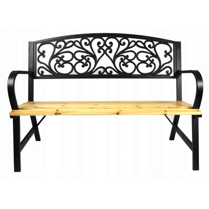 Banca de gradina, metal si lemn, 120x56x87 cm, Adela
