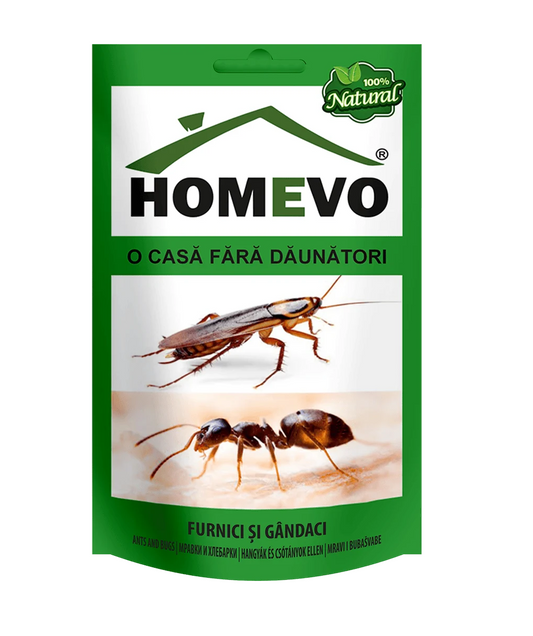 HOMEVO FURNICI SI GANDACI 50G - Pulbere BIO cu Diatomita si Zeolit - Actiune Mecanica, Fara Substante Chimice