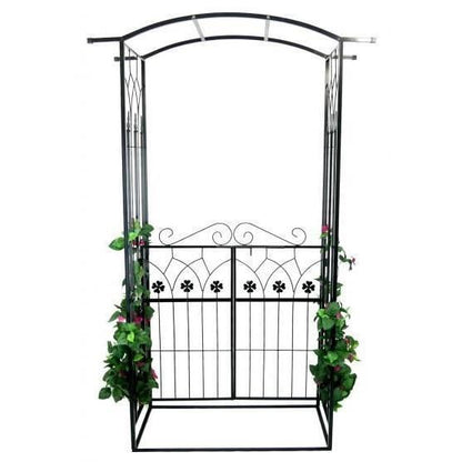 Arcada metalica, pergola, pentru gradina, cu portita, 106x50x217 cm