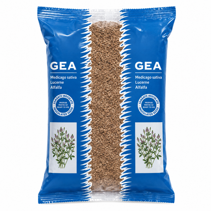 Lucerna Gea SuperMix Drajată - Samanta Tratata cu Rhizobium - Regenerare Rapida, Rezistenta Seceta si Frig - Medicago Sativa