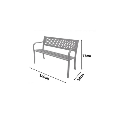 Banca de gradina, spatar plastic, structura metalica, 125x53x77 cm, Raluca