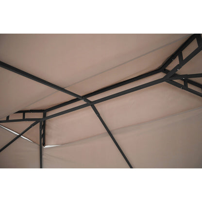 Pavilion/foisor pentru gradina/terasa, cadru metalic, cu perdele, crem, 4x2.8x2.7 m