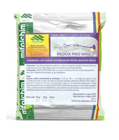 Redox Pro Wine - Conservant, Antioxidant si Stabilizator Multicomponent, Industria Vinului - Inlocuitor Ferocianura Potasiu - Mifalchim