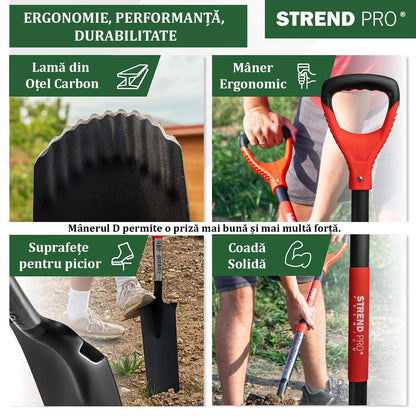 Harlet, cazma, ingust, cu varf zimtat, coada fibra de sticla, 12x40x128 cm, Strend Pro Premium RedShark