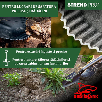 Harlet, cazma, ingust, cu varf zimtat, coada fibra de sticla, 12x40x128 cm, Strend Pro Premium RedShark