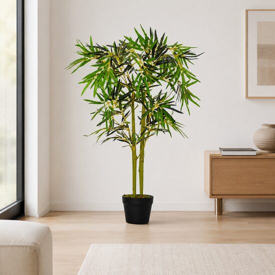Planta artificiala, bambus cu ghiveci, verde, 16x120 cm