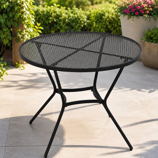 Masa gradina/terasa/balcon pentru exterior, rotunda, metalica, negru, 91x71.5 cm