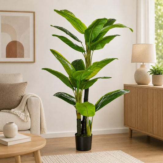 Planta artificiala, bananier cu ghiveci, verde, 150 cm