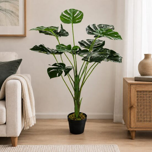 Planta artificiala, monstera cu ghiveci, verde, 85 cm