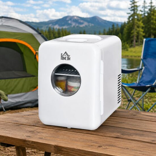 Frigider turistic, mini, 12V/220V, alb, 4 L, 25.8x20.5x26.3 cm