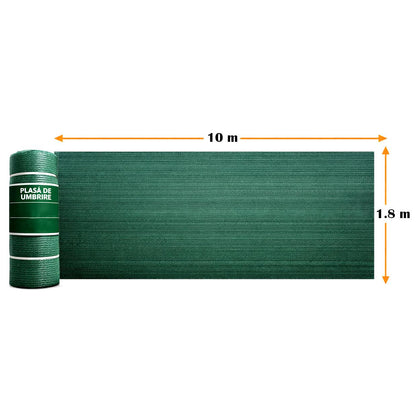 Plasa de umbrire, HDPE, 80 g/mp, grad de umbrire 80%, verde, 1.8x10 m