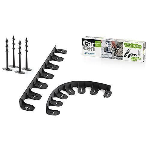 Bordura pentru gazon, plastic, 28 cuie tip harpon, 8 m