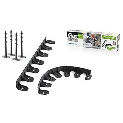Bordura pentru gazon, plastic, 28 cuie tip harpon, 8 m