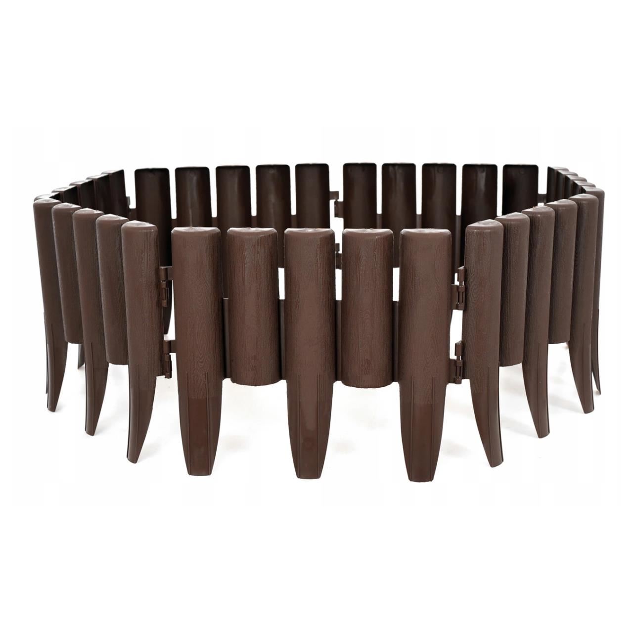 Palisada/bordura pentru gradina, maro, set 8 buc, 27x24 cm, 2.16 m
