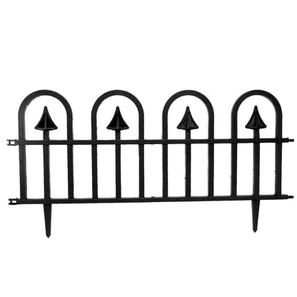 Gard de gradina decorativ, plastic negru, set 4 buc, 60x31 cm
