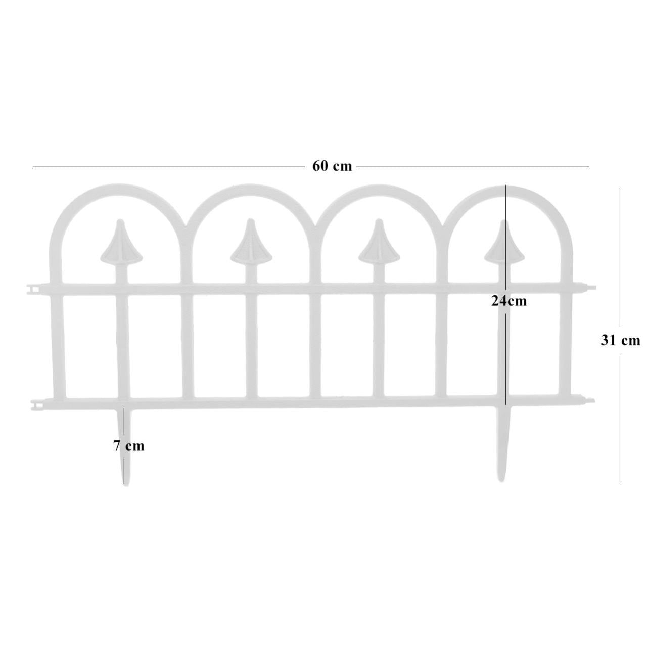 Gard de gradina decorativ, plastic negru, set 4 buc, 60x31 cm