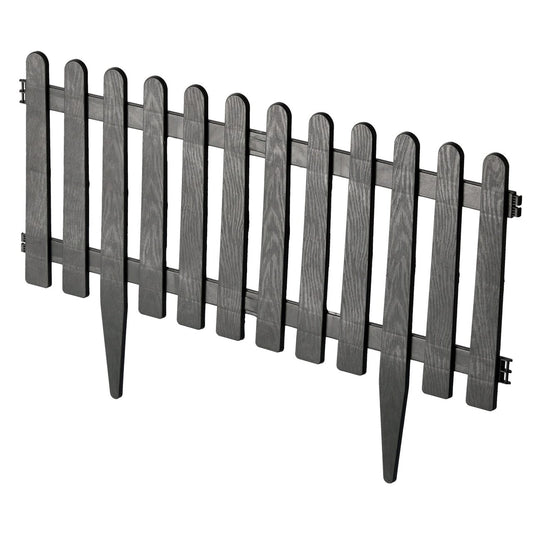 Gard de gradina decorativ, din plastic, gri, set 4 buc, Chomik