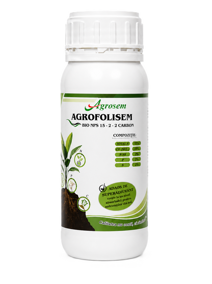 Agrofolisem - Ingrasamant Foliar Bio NPS 15-2-2 cu Carbon Organic - Legume, Cereale, Pomi Fructiferi, Vita de Vie, Gazon