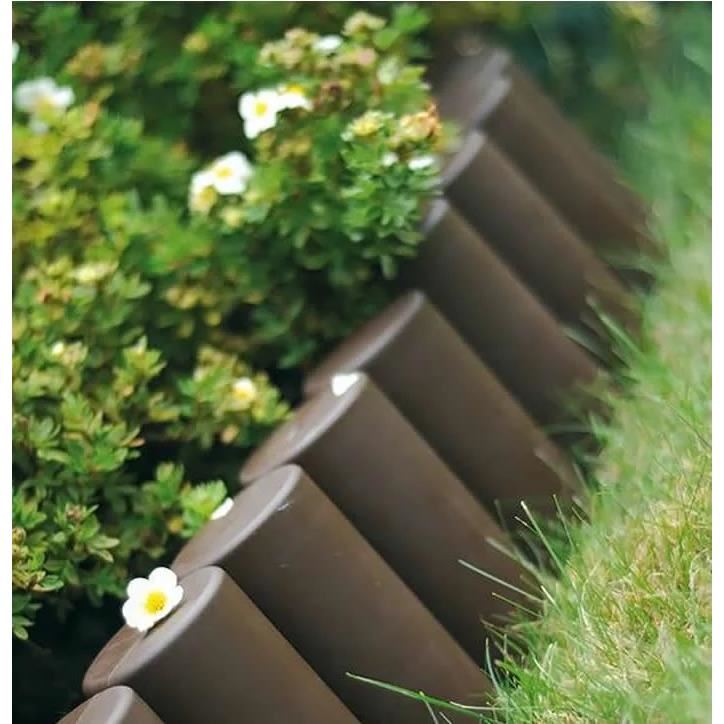 Palisada/bordura pentru gradina, maro, set 8 buc, 27x24 cm, 2.16 m