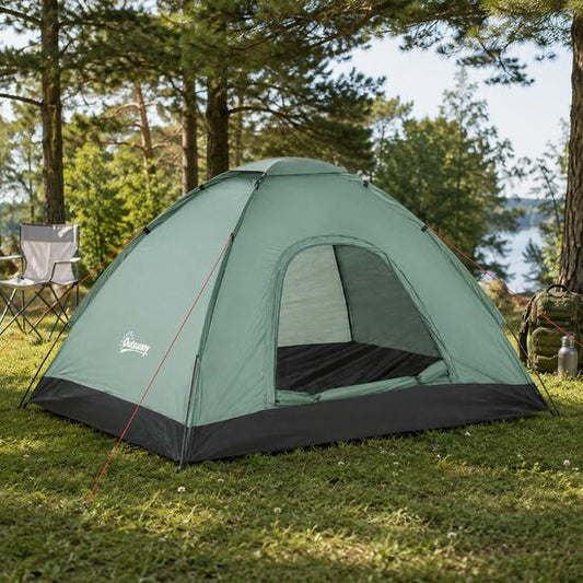 Cort camping, 2 persoane, cu geanta, verde, 206x185x120 cm