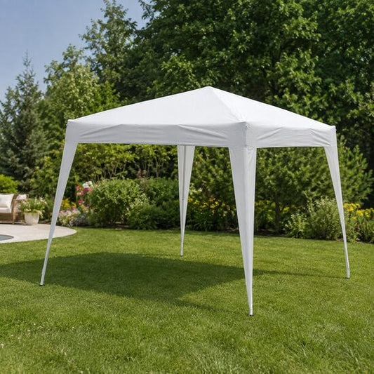 Pavilion pentru gradina/terasa, cadru metalic, material Oxford, pliabil, cu geanta, alb, 3x3x2.4 m