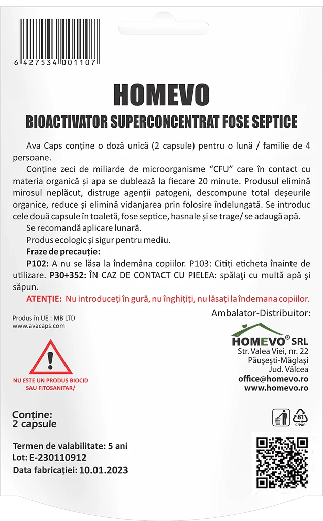 HOMEVO BIOACTIVATOR FOSE SEPTICE Superconcentrat - Combate Miliarde de Microorganisme, Elimina Mirosuri
