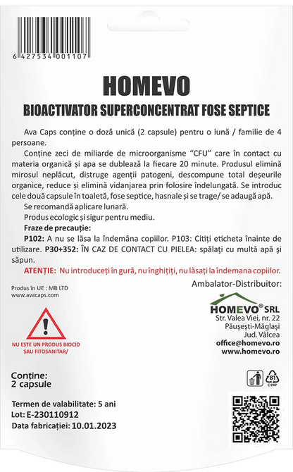 HOMEVO BIOACTIVATOR FOSE SEPTICE Superconcentrat - Combate Miliarde de Microorganisme, Elimina Mirosuri