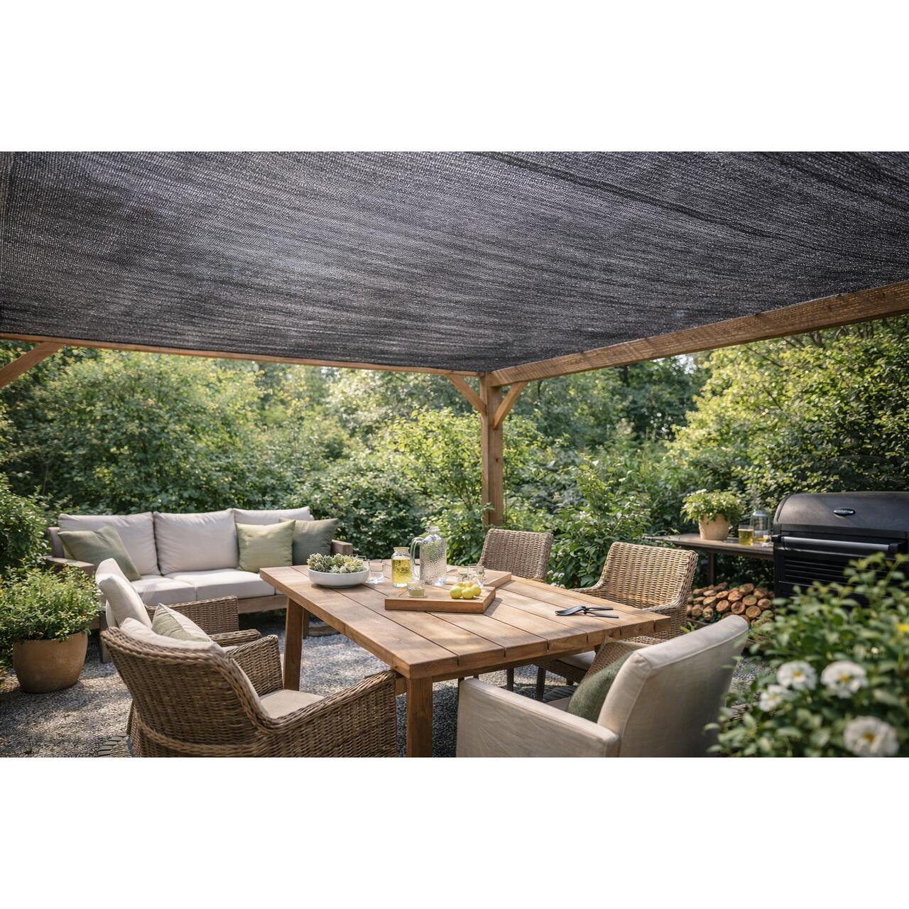 Plasa de umbrire, HDPE, 150 g/mp, grad de umbrire 90%, antracit, 1.5x10 m