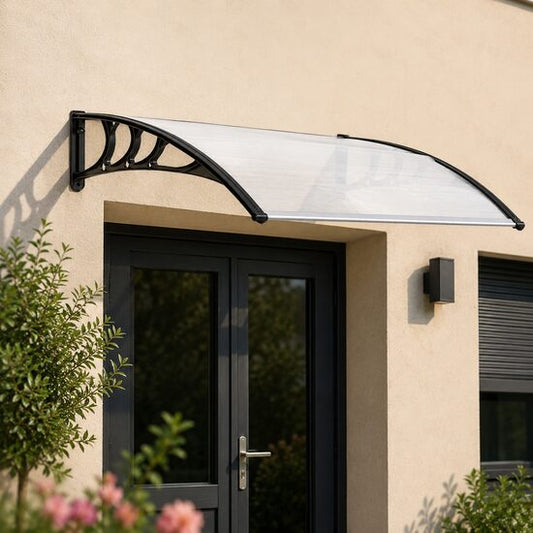 Copertina marchiza, policarbonat si aluminiu, transparent, 120x75x23 cm