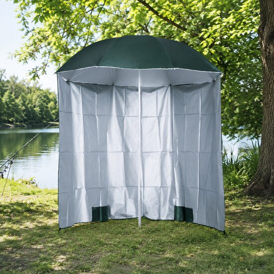 Umbrela plaja cu parasolar, 2 contragreutati, verde inchis, 200 cm