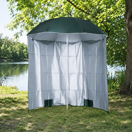 Umbrela plaja cu parasolar, 2 contragreutati, verde inchis, 200 cm