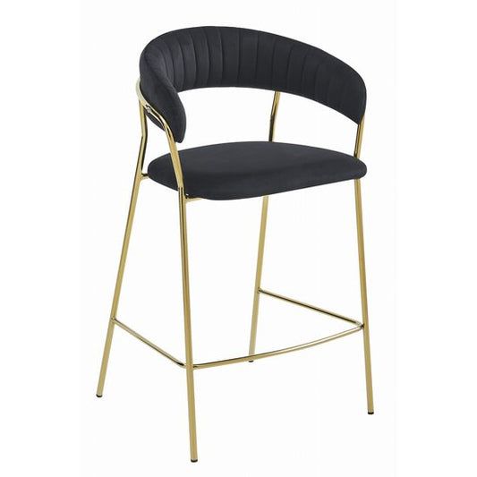 Scaun de bucatarie/bar, Artool, Badia, catifea neagra, picioare metal auriu, 46x45x94 cm