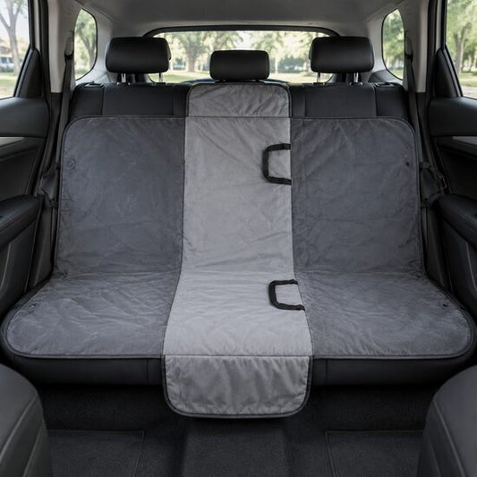 Husa bancheta auto pentru protectie si transport caini, catifea si bumbac, gri, 165x145 cm