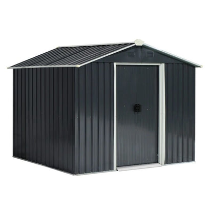 Casuta/magazie/sopron de gradina pentru depozitare unelte, otel si PP, negru, 236x174x190 cm