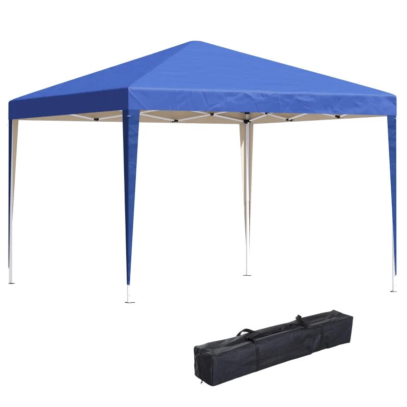 Pavilion pentru gradina/comercial, cadru metalic, material Oxford, pliabil, cu geanta si accesorii montare, albastru, 2.95x2.95x2.55 m